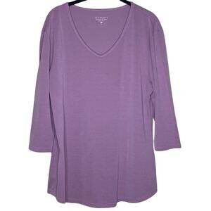 Segments Long Sleeve Ribbed T-Shirt In Purple Women's Size Large